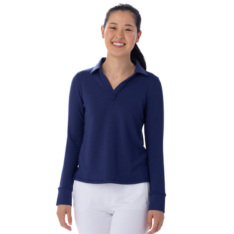 Bliss Knit Long Sleeve Polo Ink