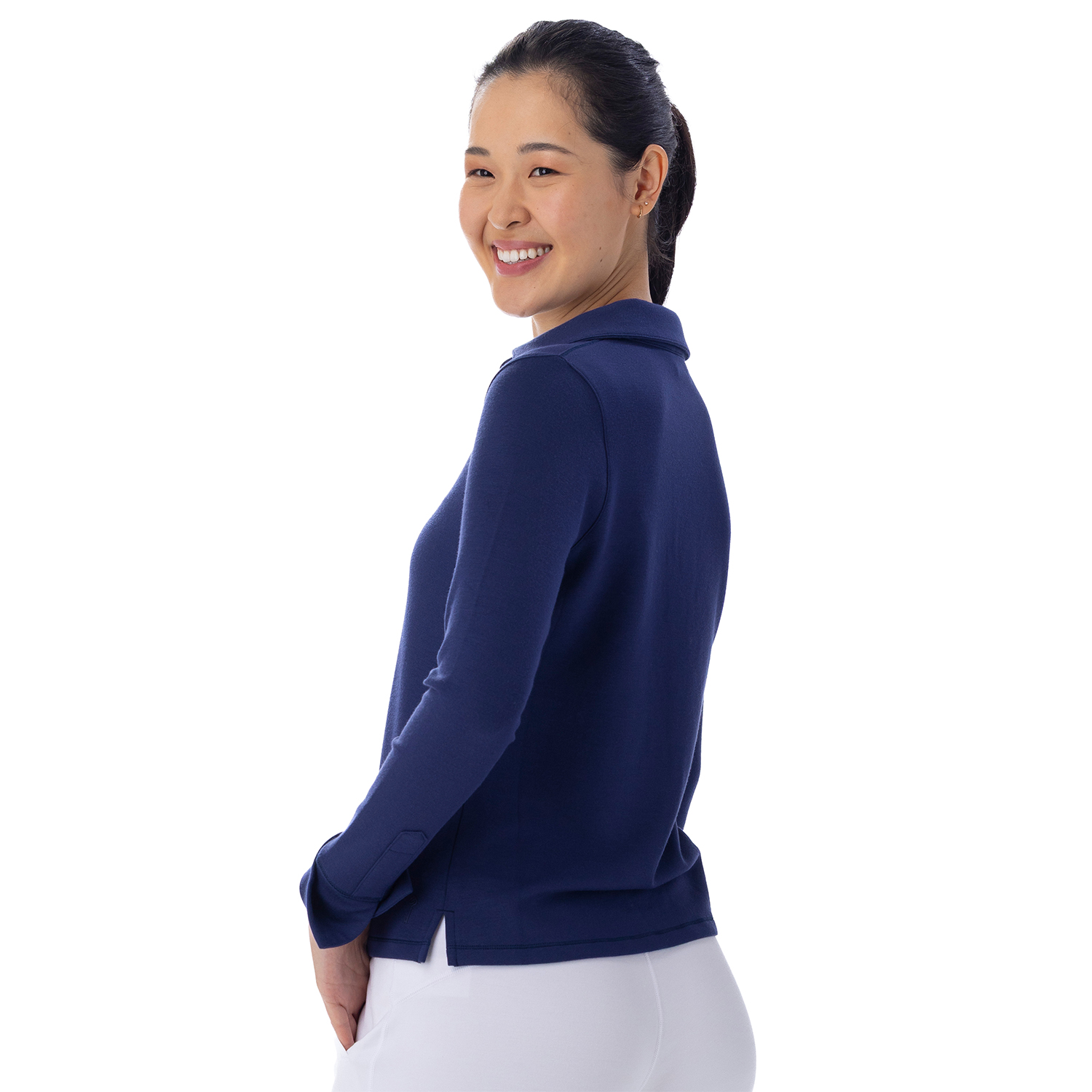 Bliss Knit Long Sleeve Polo Ink - Image 3