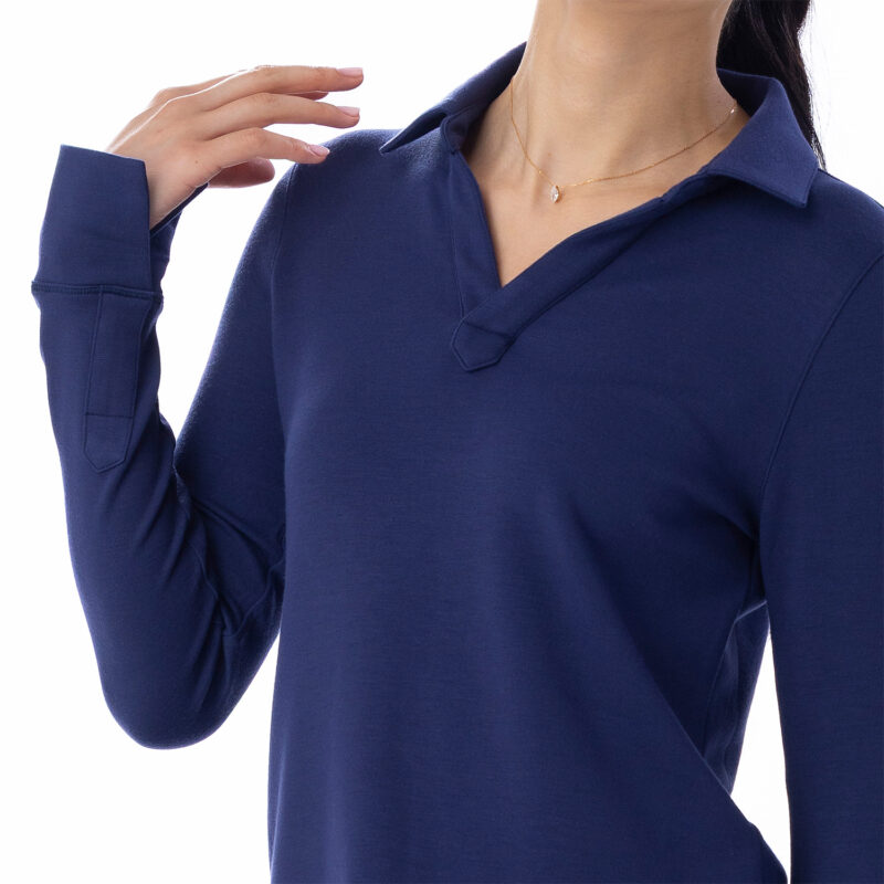 Bliss Knit Long Sleeve Polo Ink