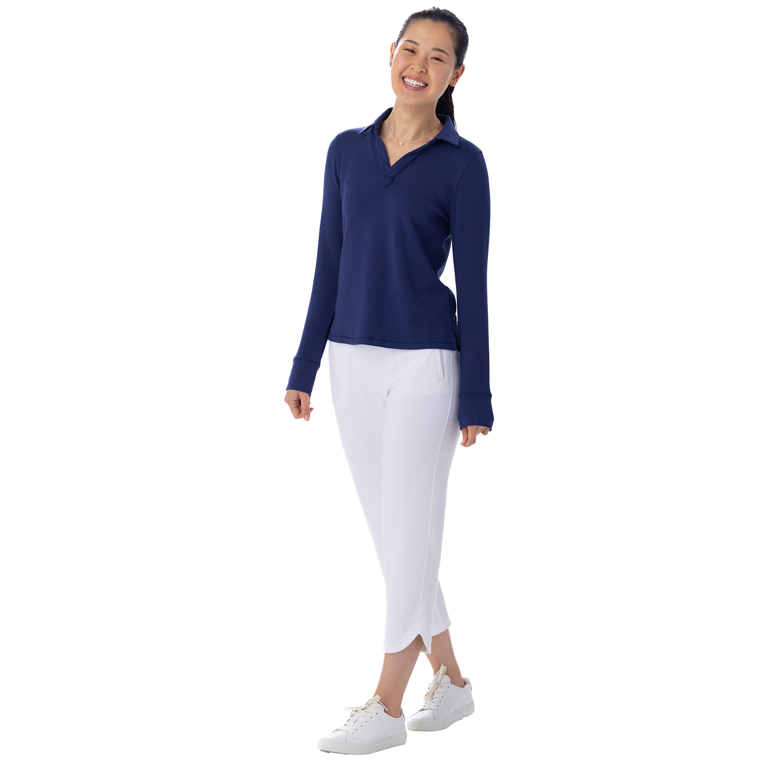 Bliss Knit Long Sleeve Polo Ink - Image 4