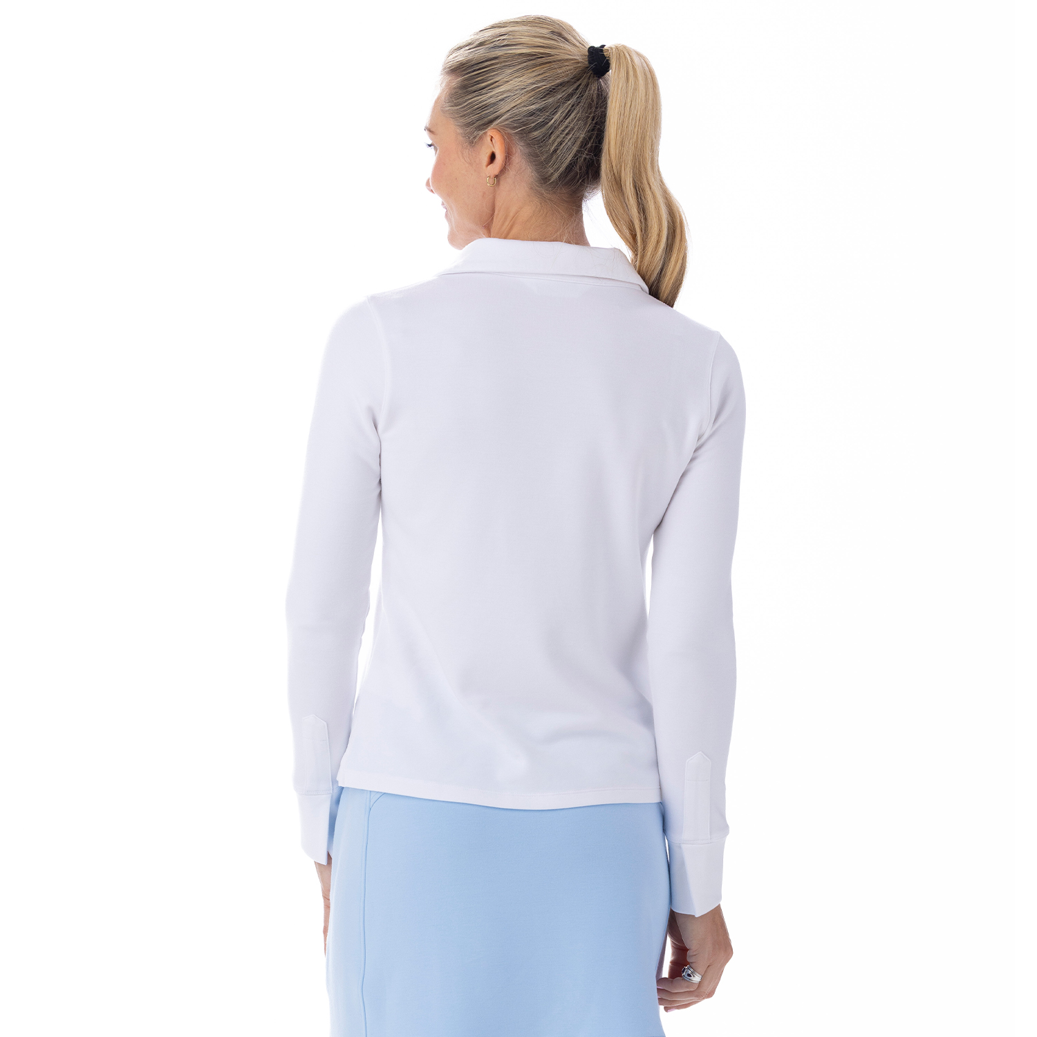 Bliss Knit Long Sleeve Polo Chalk - Image 3