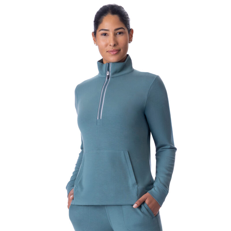 Sueded Heavenly Quarter Zip Silver Pine