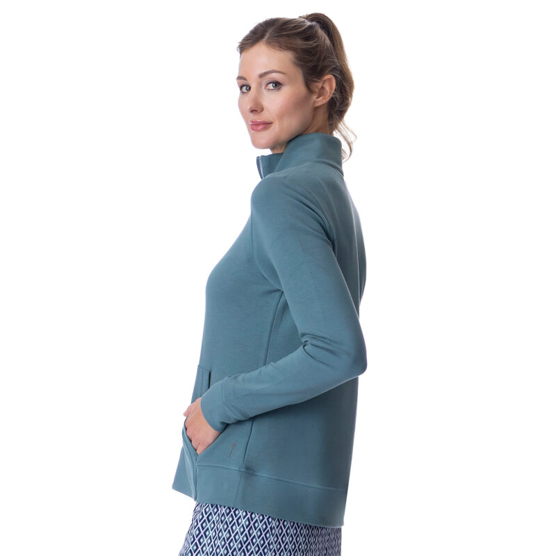 Sueded Heavenly Quarter Zip Silver Pine
