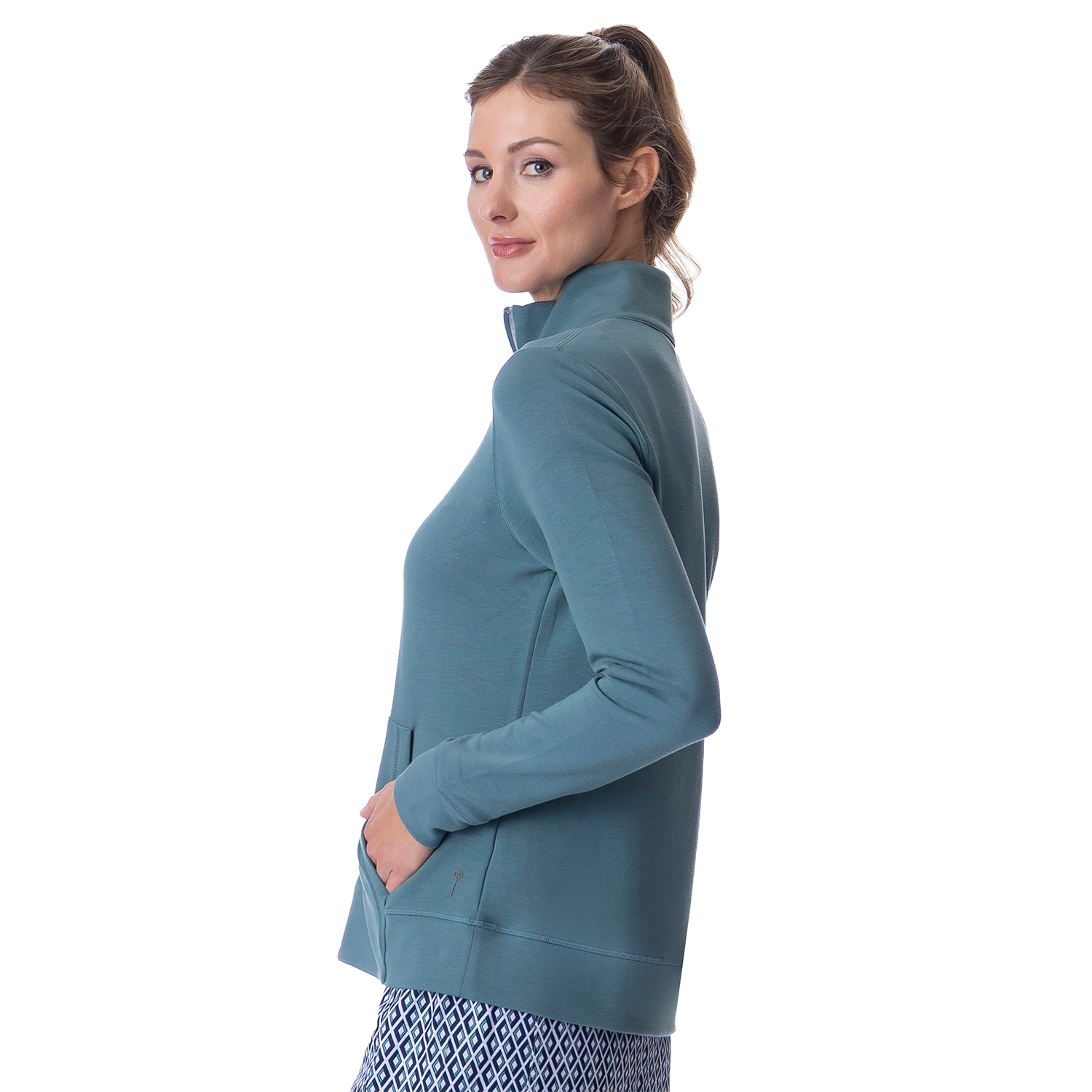 Sueded Heavenly Quarter Zip Silver Pine - Image 2