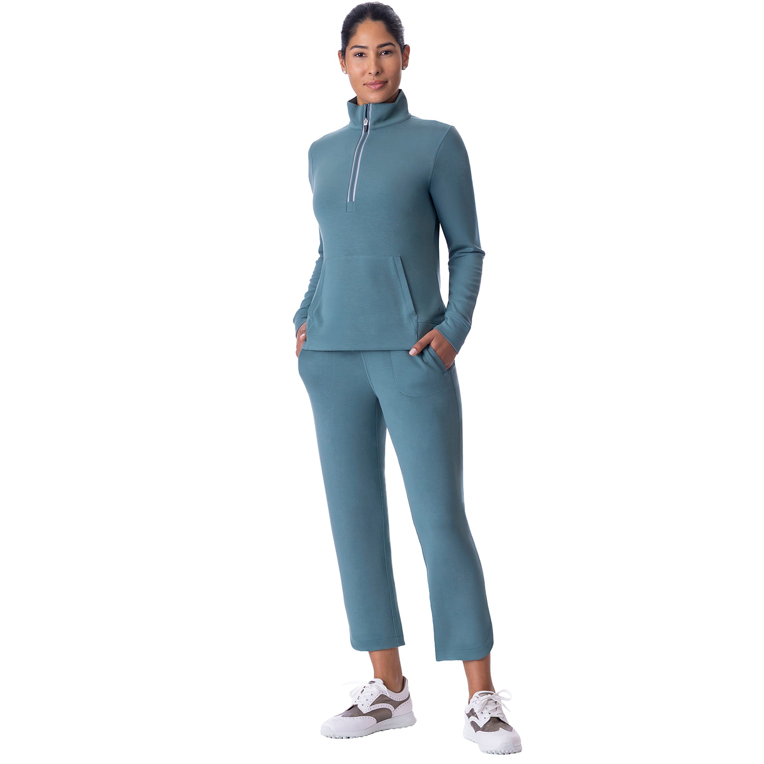 Sueded Heavenly Quarter Zip Silver Pine - Image 4