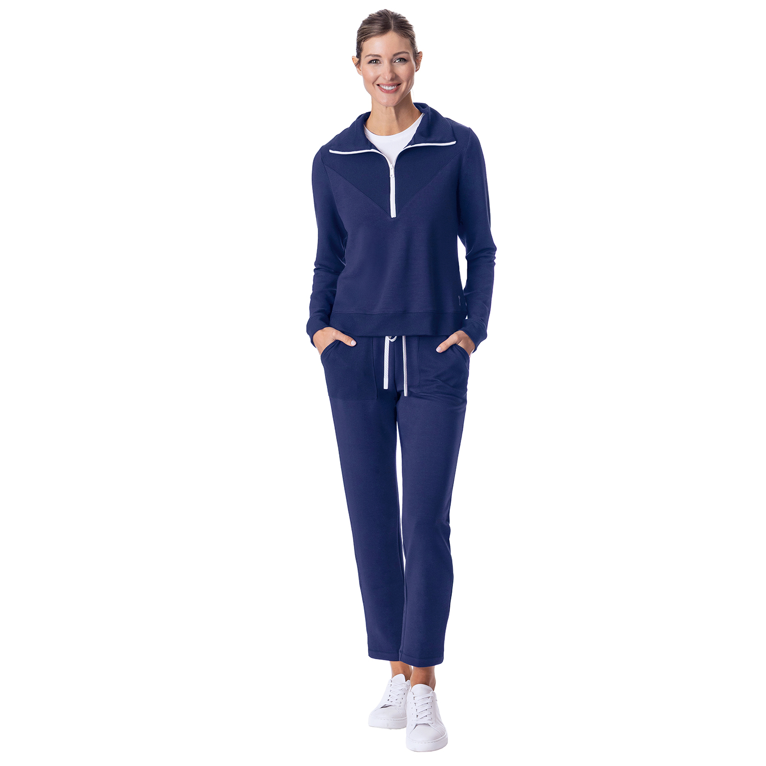 Sueded Sundays Quarter Zip Navy - Image 4